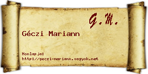 Géczi Mariann névjegykártya