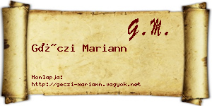 Géczi Mariann névjegykártya